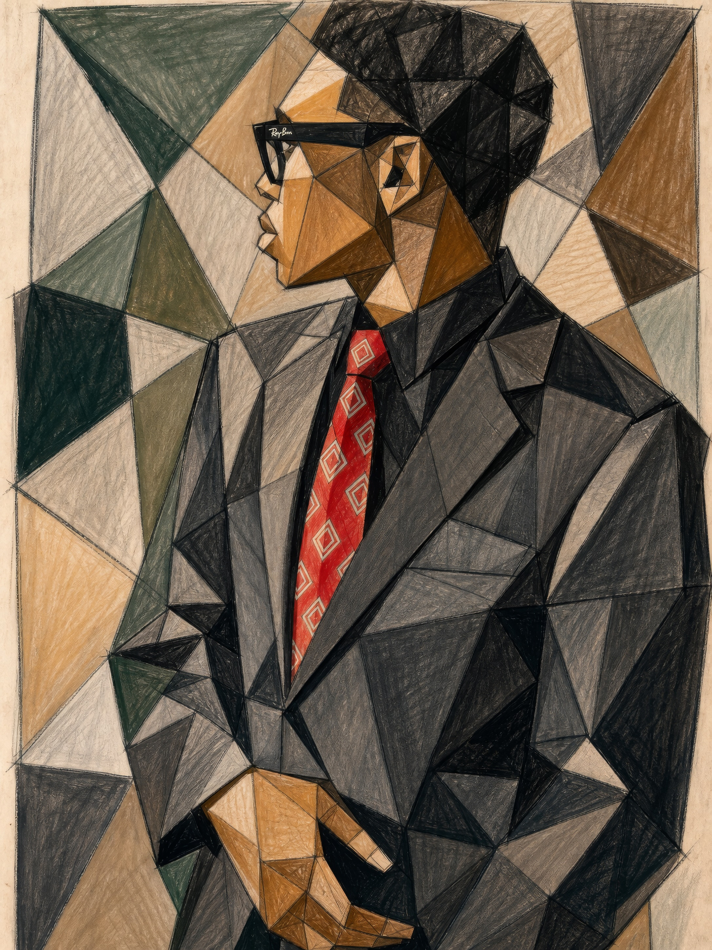 Midwestmade founder portrait, cubist interpretation